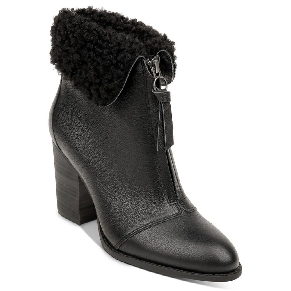 Splendid Kiley Faur Fur Collar Womens Block‎ Heel Boots Size 8.5 NEW MSRP $178